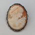 Vintage 800 Silver & Marcasite Shell Cameo Brooch, Pendant