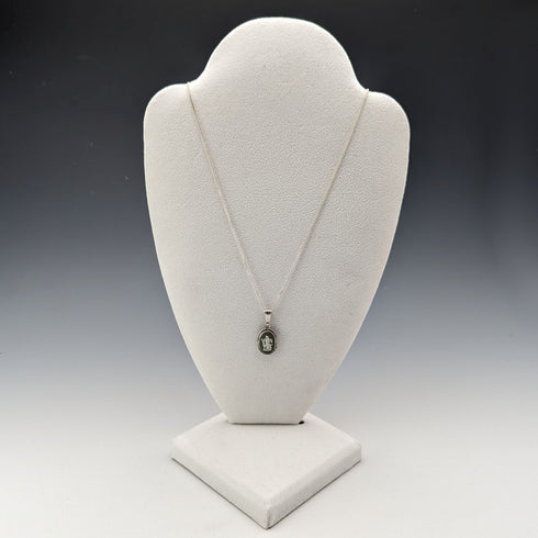 英國復古韋奇伍德純銀和綠色碧玉吊墜和耳環套裝