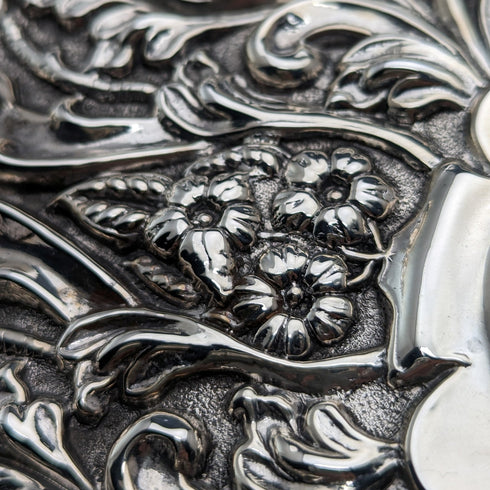 1901 British Antique Sterling Silver Relief Engraved Dressing Table Tray 297g George Nathan and Ridley Hayes