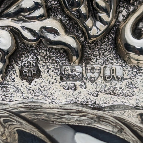 1901 British Antique Sterling Silver Relief Engraved Dressing Table Tray 297g George Nathan and Ridley Hayes