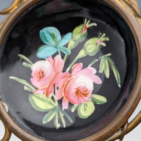 約 1900 年英國古董黃銅、陶瓷懷錶支架配件托盤