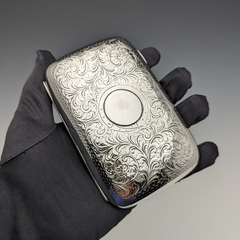 1902年 英国アンティーク 純銀製 シガーケース 133g HD