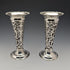 Circa 1901 British antique sterling silver vase pair with earring decoration, total weight 312g, Josiah Williams