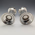 Circa 1901 British antique sterling silver vase pair with earring decoration, total weight 312g, Josiah Williams