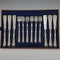 1871 British antique all-sterling silver fish cutlery set, 6 pairs, total 608g, Martin and Hall, with tray