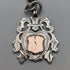1906 British antique sterling silver Albert chain, extra thick 85g emblem fob
