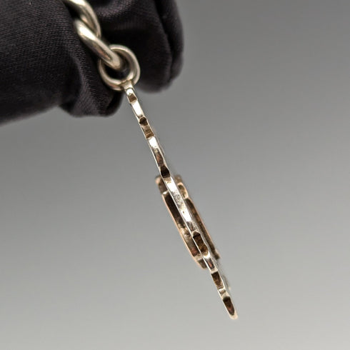 1906 British antique sterling silver Albert chain, extra thick 85g emblem fob