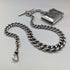 Circa 1900 British antique sterling silver Albert chain, extra thick 74g, Vesta case