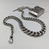 Circa 1900 British antique sterling silver Albert chain, extra thick 74g, Vesta case