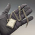 Circa 1900 British antique sterling silver Albert chain, extra thick 74g, Vesta case