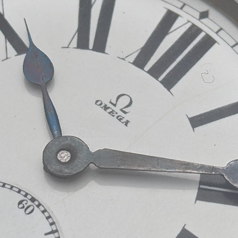 1905年頃 アンティーク オメガ 懐中時計 銀側 直径59mm 鉄道時計 動作良好