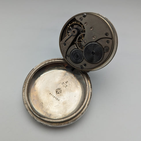 1905年頃 アンティーク オメガ 懐中時計 銀側 直径59mm 鉄道時計 動作良好