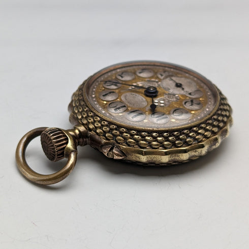 1890年頃 アンティーク Pountet Chavet 懐中時計 金張り&ガンメタルケース 動作良好