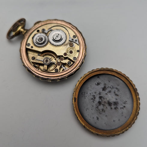 1890年頃 アンティーク Pountet Chavet 懐中時計 金張り&ガンメタルケース 動作良好