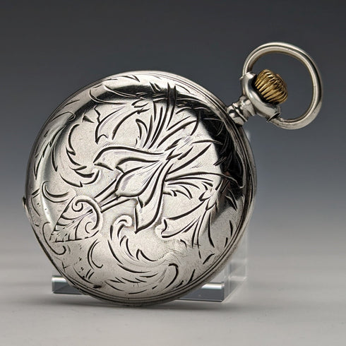 1910年頃 アンティーク オメガ 懐中時計 銀側ハンターケース 動作良好