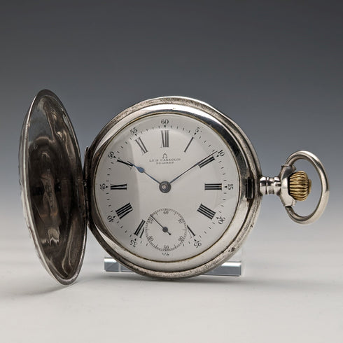 1910年頃 アンティーク オメガ 懐中時計 銀側ハンターケース 動作良好