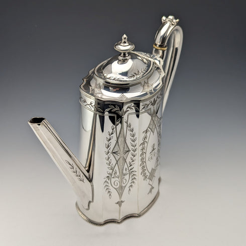 約 1880 年英國古董鍍銀咖啡壺 Thomas Prime