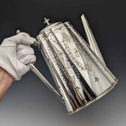 約 1880 年英國古董鍍銀咖啡壺 Thomas Prime