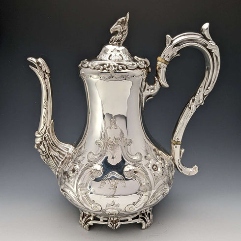 1845年頃 英国アンティーク シルバープレート製 コーヒーポットJohn Sherwood