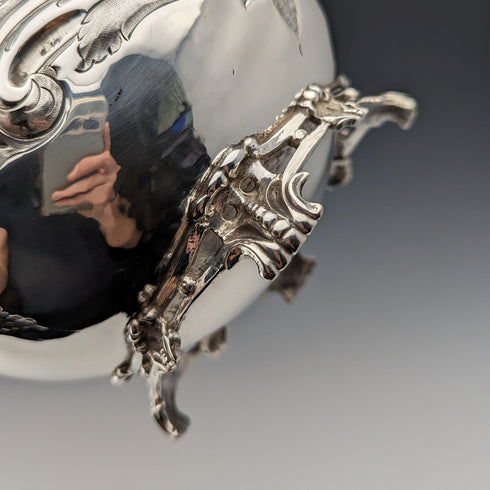 1845 British antique silver plate coffee pot by John Sherwood