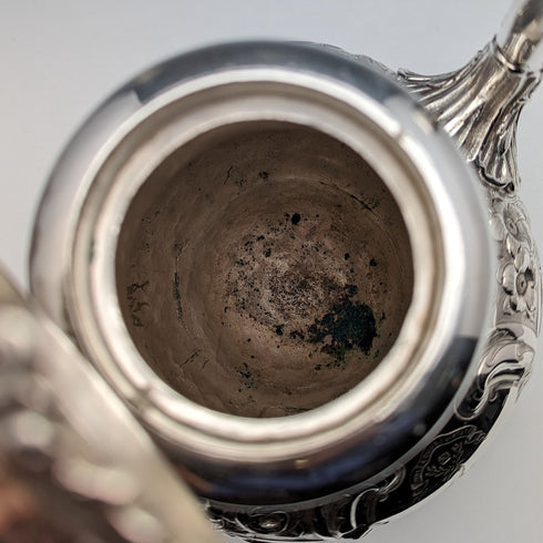 1845 British antique silver plate coffee pot by John Sherwood