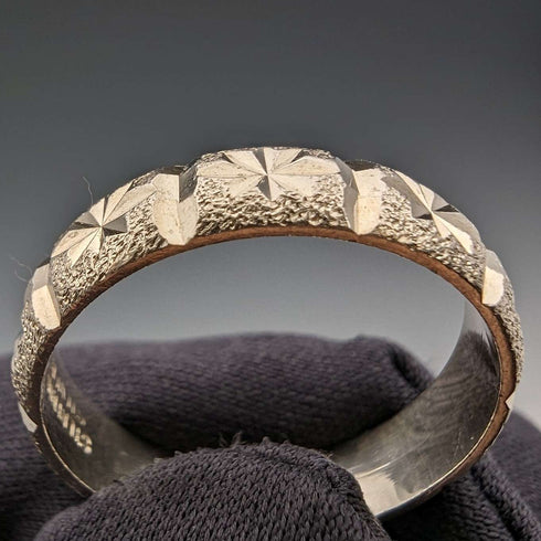 British vintage jewelry, sterling silver bright cut ring
