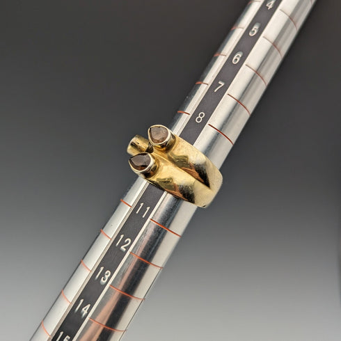 英国ヴィンテージ ジュエリー 2カラー3ストーン ギルト純銀リング 指輪