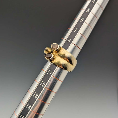 British vintage jewelry 2-color 3-stone gilt sterling silver ring