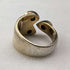 British vintage jewelry 2-color 3-stone gilt sterling silver ring