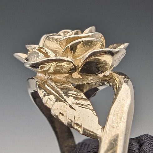 1976年 英国ヴィンテージ ジュエリー バラ彫刻 純銀リング 指輪