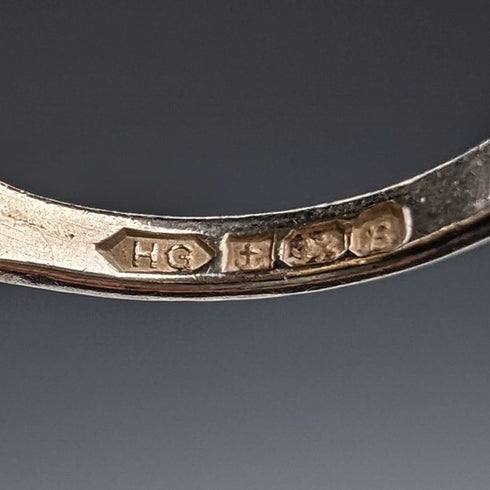 1976 年英國復古珠寶大號褐石純銀戒指