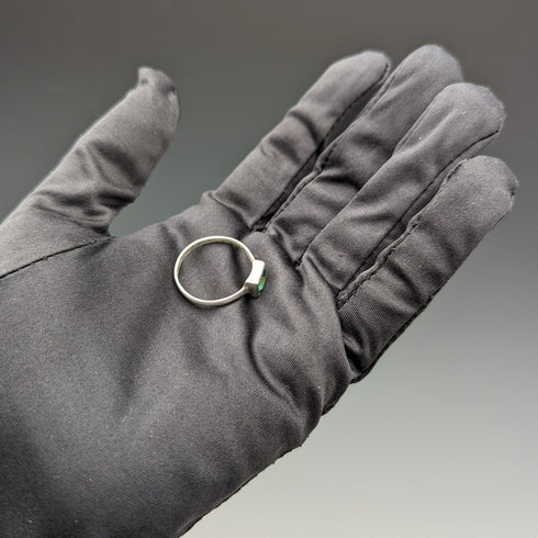 英國復古珠寶方形綠寶石純銀戒指(20號)戒指