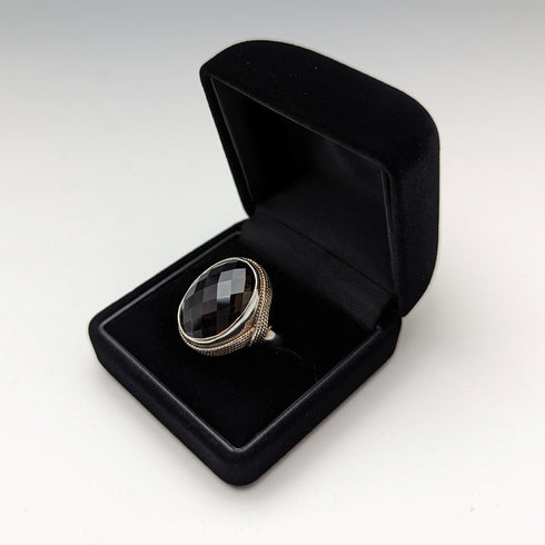 British vintage jewelry, large brown stone, sterling silver ring