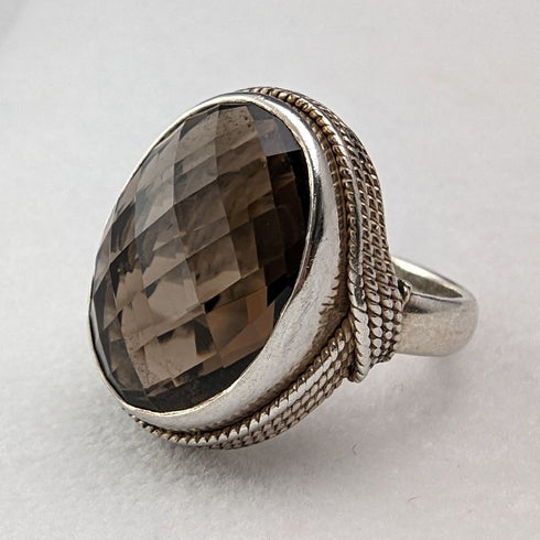British vintage jewelry, large brown stone, sterling silver ring