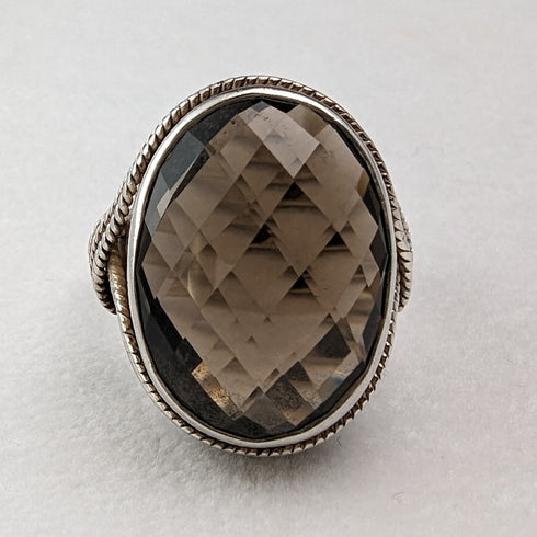 British vintage jewelry, large brown stone, sterling silver ring