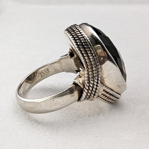 British vintage jewelry, large brown stone, sterling silver ring