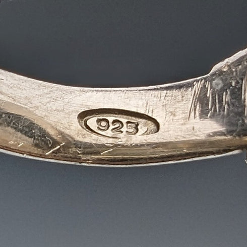 British vintage jewelry, large brown stone, sterling silver ring