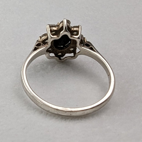 1985年 英国ヴィンテージ ジュエリー ブルー&ホワイトジルコニア 純銀リング 指輪