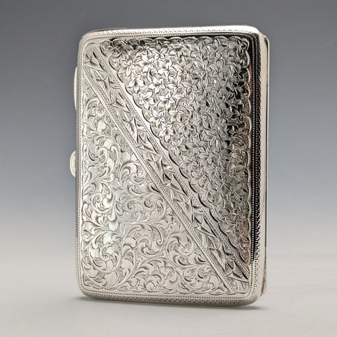 1895 British antique double door sterling silver card case 101g Joseph Gloster