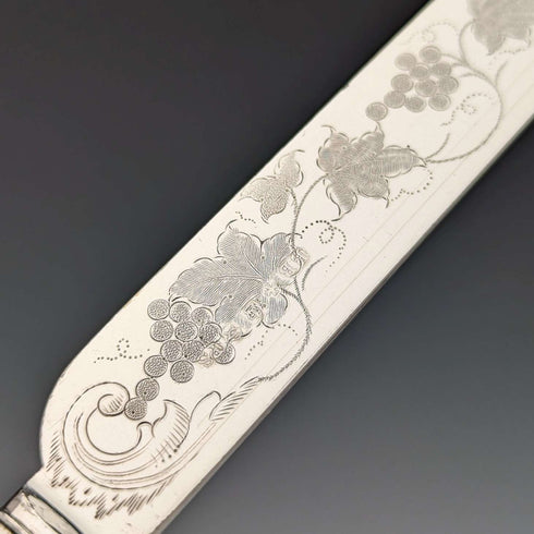 1870 British antique silver plate fruit cutlery set of 12 in wooden box