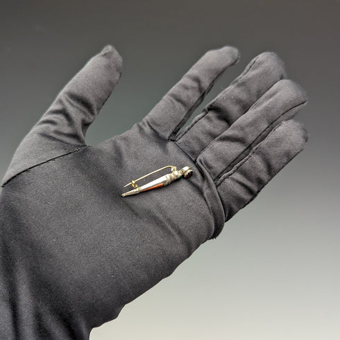 ヴィンテージ 純銀製 3カラーストーン ピンブローチ