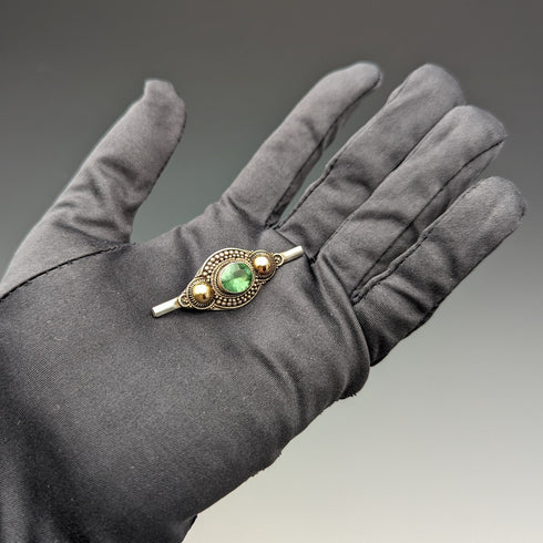 ヴィンテージ 835シルバー製 グリーンストーン ブローチ