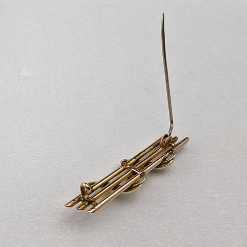 アンティーク 9ctゴールド製ブローチ グリーンストーン&パール