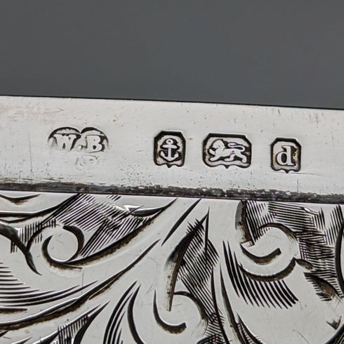 1903 British antique sterling silver large card case, 87g, William Bruford and Sons