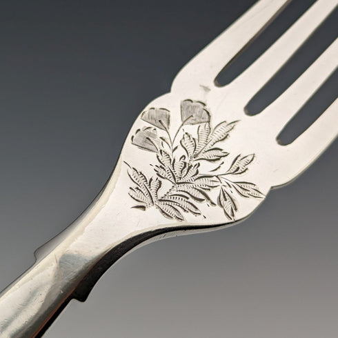 1865年頃 英国アンティーク 純銀ハンドル フィッシュカトラリー ペア JB