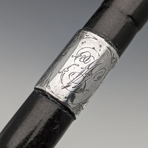 1911年 英国アンティーク 紳士用ステッキ 純銀装飾 ブラックシャフト 85cm Henry Tracy Sons