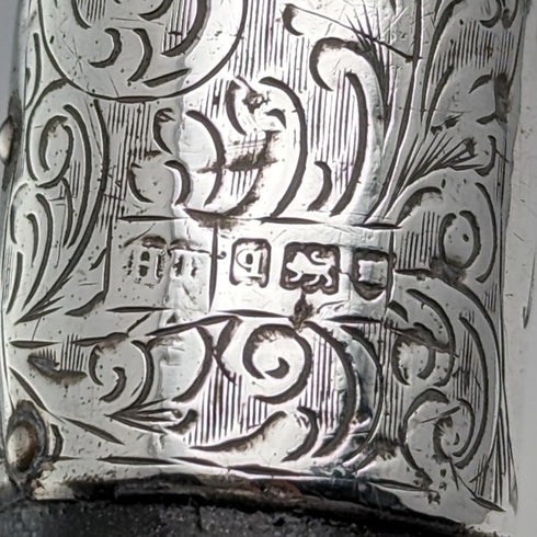 1911年 英国アンティーク 紳士用ステッキ 純銀装飾 ブラックシャフト 85cm Henry Tracy Sons