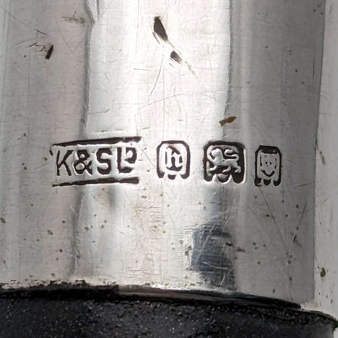 1923 年英國古董男士手杖純銀裝飾黑軸 91 公分 K&S Ltd