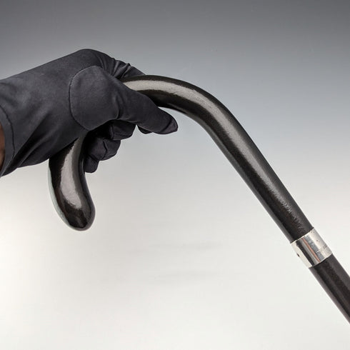 1923 年英國古董男士手杖純銀裝飾黑軸 91 公分 K&S Ltd