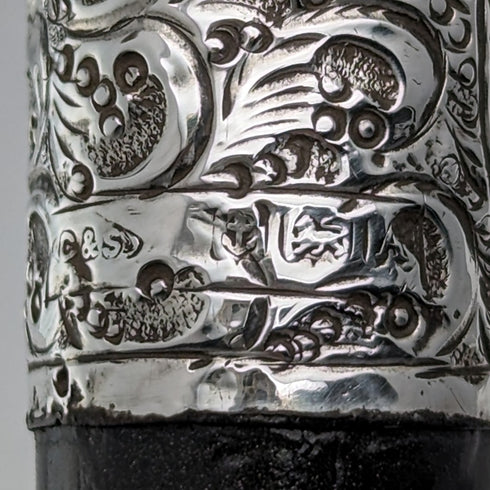 1925年 英国ヴィンテージ 紳士用ステッキ ホーンハンドル 純銀装飾 79cm C&S